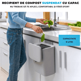 Coș de gunoi bucătărie 9L cu capac, montaj pe blat sau sub chiuvetă, gri