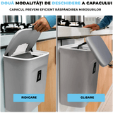 Coș de gunoi bucătărie 9L cu capac, montaj pe blat sau sub chiuvetă, gri