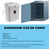 Coș de gunoi bucătărie 9L cu capac, montaj pe blat sau sub chiuvetă, gri