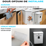 Coș de gunoi bucătărie 9L cu capac, montaj pe blat sau sub chiuvetă, alb