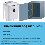 Coș de gunoi bucătărie 9L cu capac, montaj pe blat sau sub chiuvetă, alb