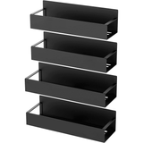Set 4 rafturi magnetice organizatoare, depozitare condimente, frigider, negru
