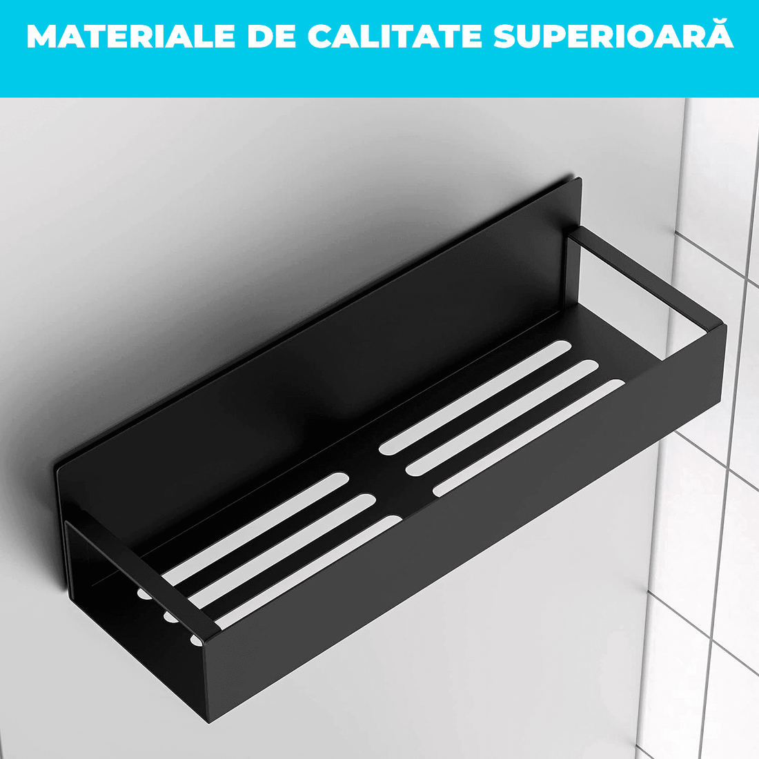 Set 4 rafturi magnetice organizatoare, depozitare condimente, frigider, negru