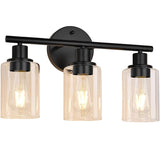 Plafonieră vintage 3 capete, cadru metalic, sticlă, soclu ceramic, negru mat