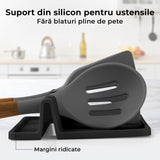 Suport ustensile bucătărie din silicon, 4 compartimente, anti-alunecare, negru