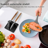 Suport ustensile bucătărie din silicon, 4 compartimente, anti-alunecare, negru