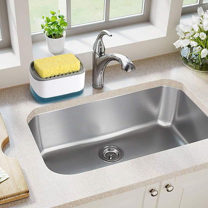 Dispenser 2 în 1 detergent lichid, suport burete, rezervor 350 ml, alb