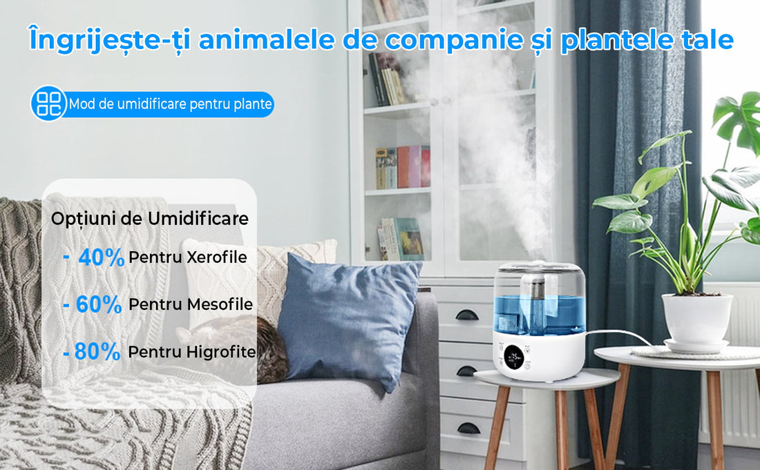 Umidificator aer 3L, Difuzor Aromaterapie, Oprire Automata, 3 Moduri, Alb
