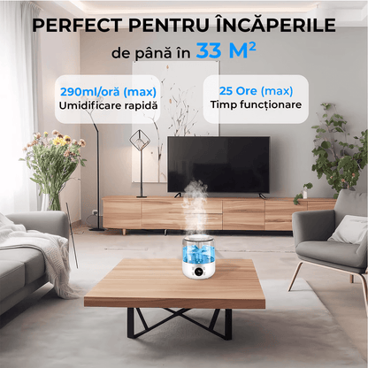 Umidificator aer 3L, Difuzor Aromaterapie, Oprire Automata, 3 Moduri, Alb