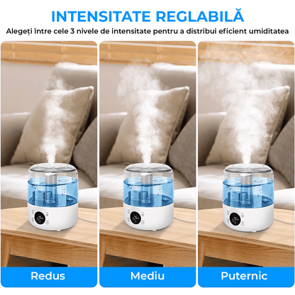Umidificator aer 3L, Difuzor Aromaterapie, Oprire Automata, 3 Moduri, Alb