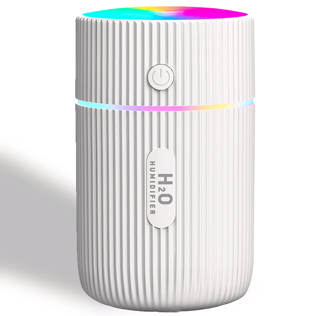 Mini Umidificator De Aer Cu Difuzor Aromaterapie Si Lumini LED, Portabil, USB, Rezervor 215 ml, 2 Moduri De Functionare, Lumini De Noapte, Umidificator De Camera Si Masina Auto, Alb