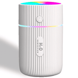 Mini Umidificator De Aer Cu Difuzor Aromaterapie Si Lumini LED, Portabil, USB, Rezervor 215 ml, 2 Moduri De Functionare, Lumini De Noapte, Umidificator De Camera Si Masina Auto, Alb