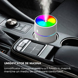 Mini Umidificator De Aer Cu Difuzor Aromaterapie Si Lumini LED, Portabil, USB, Rezervor 215 ml, 2 Moduri De Functionare, Lumini De Noapte, Umidificator De Camera Si Masina Auto, Alb