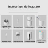 Mini Umidificator De Aer Cu Difuzor Aromaterapie Si Lumini LED, Portabil, USB, Rezervor 215 ml, 2 Moduri De Functionare, Lumini De Noapte, Umidificator De Camera Si Masina Auto, Alb