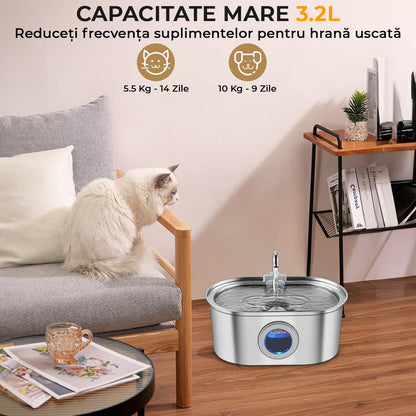 Dispenser automat apă 3.2L, oțel inoxidabil, sistem filtrare, ultra-silențios, argintiu
