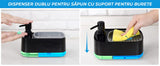 Dispenser 3 în 1 detergent lichid, suport burete, rezervor 385 ml, negru
