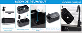 Dispenser 3 în 1 detergent lichid, suport burete, rezervor 385 ml, negru