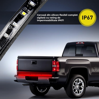 Banda de Lumini LED pentru Masina, Montaj Exterior, Pentru Hayon, cu 5 Moduri de Functionare Sincronizate cu Comenzile Masinii, Rezistent la Apa IP67, 264 LED-uri in Doua Randuri, Potrivit la Orice Conditii de Mediu