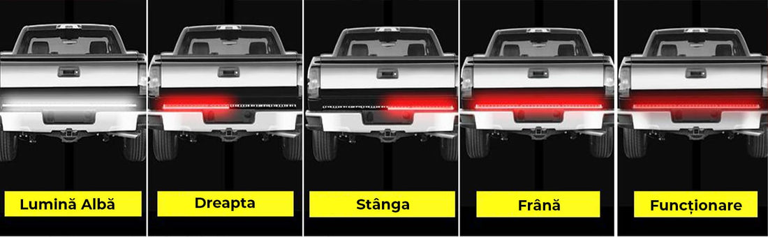 Banda de Lumini LED pentru Masina, Montaj Exterior, Pentru Hayon, cu 5 Moduri de Functionare Sincronizate cu Comenzile Masinii, Rezistent la Apa IP67, 264 LED-uri in Doua Randuri, Potrivit la Orice Conditii de Mediu