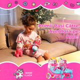 Role copii reglabile, 4 roți luminoase, stabilitate triunghi, model unicorn, mărime XS, roz