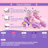 Role Reglabile pentru Copii, Platforma Triunghi pentru Stabilitate, Roti Luminoase din Silicon, 4 Roti, Pentru Incepatori, Model Viola, Marime XS, Roz