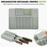 Organizator tacâmuri și ustensile, sertar extensibil, 33x41 cm, gri