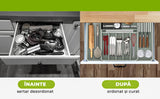 Organizator tacâmuri și ustensile, sertar extensibil, 33x41 cm, gri