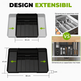 Organizator multifuncțional tacâmuri, sertar extensibil, 33x41 cm, negru