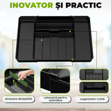 Organizator multifuncțional tacâmuri, sertar extensibil, 33x41 cm, negru