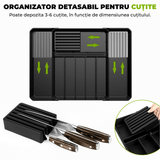 Organizator multifuncțional tacâmuri, sertar extensibil, 33x41 cm, negru