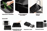 Organizator multifuncțional tacâmuri, sertar extensibil, 33x41 cm, negru