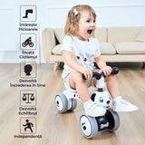Bicicletă fără pedale pentru copii, 4 roți, design câine, alb, 10-36 luni
