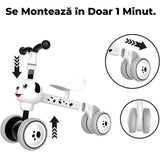 Bicicletă fără pedale pentru copii, 4 roți, design câine, alb, 10-36 luni