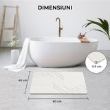 Covor de Baie Universal din Diatomit Modern, Antiderapant, Absorbant Rapid, Elegant si Versatil, Usor de Curatat - 60 x 40 cm, Alb Deschis