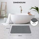 Covor de Baie Universal din Diatomit Modern, Antiderapant, Absorbant Rapid, Elegant si Versatil, Usor de Curatat - 60 x 40 cm, Gri