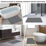 Covor de Baie Universal din Diatomit Modern, Antiderapant, Absorbant Rapid, Elegant si Versatil, Usor de Curatat - 60 x 40 cm, Gri