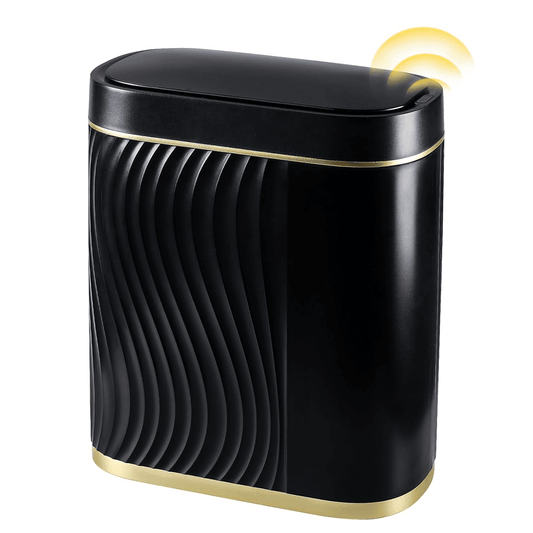 Coș de gunoi inteligent 8L, senzor infraroșu, capac automat, IPX5, negru/auriu
