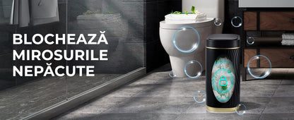 Coș de gunoi inteligent 8L, senzor infraroșu, capac automat, IPX5, negru/auriu