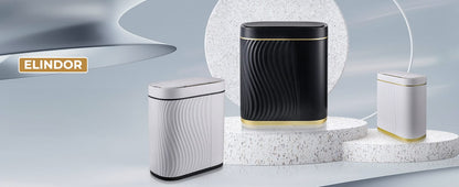 Coș de gunoi inteligent 8L, senzor infraroșu, capac automat, IPX5, negru/auriu