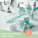 Organizator Sertar, 25 Piese, Set, 4 Marimi Diferite Pentru Depozitare Cosmetice, Bijuterii, Ustensile Bucatarie sau Oficiu, Piese Antialunecare, Diferite Configuratii, Transparent