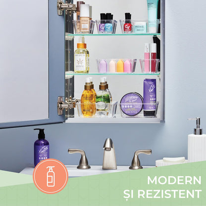 Organizator Sertar, 25 Piese, Set, 4 Marimi Diferite Pentru Depozitare Cosmetice, Bijuterii, Ustensile Bucatarie sau Oficiu, Piese Antialunecare, Diferite Configuratii, Transparent