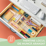 Organizator Sertar, 25 Piese, Set, 4 Marimi Diferite Pentru Depozitare Cosmetice, Bijuterii, Ustensile Bucatarie sau Oficiu, Piese Antialunecare, Diferite Configuratii, Transparent