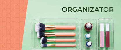 Organizator Sertar, 25 Piese, Set, 4 Marimi Diferite Pentru Depozitare Cosmetice, Bijuterii, Ustensile Bucatarie sau Oficiu, Piese Antialunecare, Diferite Configuratii, Transparent