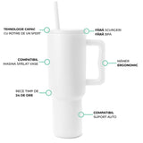 Cană termos 1200 ml, oțel inoxidabil, perete dublu, rezistentă la scurgeri, alb