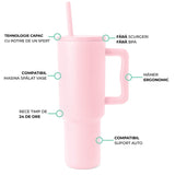 Cană termos 1200 ml, oțel inoxidabil, mâner ergonomic, roz