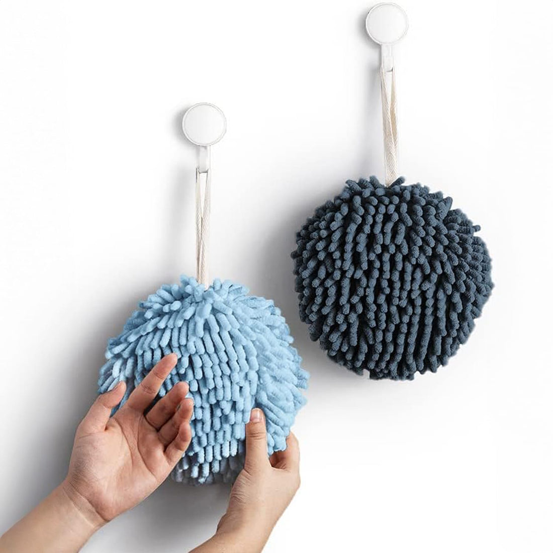 Set de 2 prosoape pufoase, uscare rapidă, ușor de curățat, versatile, pentru baie și bucătărie, Albastru