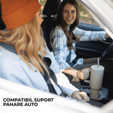 Cana termos cu mâner și capac cu pai, 1200 ml, perete dublu, termorezistentă, din oțel inoxidabil, rezistentă la scurgeri, mâner ergonomic, compatibil suport auto, Bej