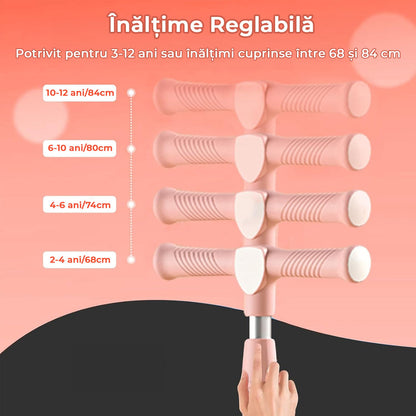 Trotineta pentru copii cu șezut, transformabilă 2 în 1, roți luminoase LED, 3-12 ani, până la 100 kg, ghidon cu înclinare, suprafață antiderapantă, Roz