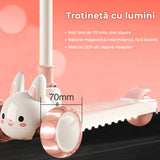 Trotineta pentru copii cu șezut, transformabilă 2 în 1, roți luminoase LED, 3-12 ani, până la 100 kg, ghidon cu înclinare, suprafață antiderapantă, Roz