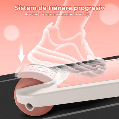 Trotineta pentru copii cu șezut, transformabilă 2 în 1, roți luminoase LED, 3-12 ani, până la 100 kg, ghidon cu înclinare, suprafață antiderapantă, Roz